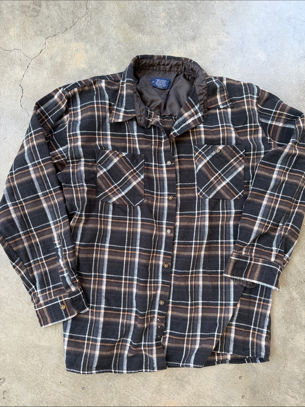Men's Plaid Flannel Button-Down Shirt - Brown/Black